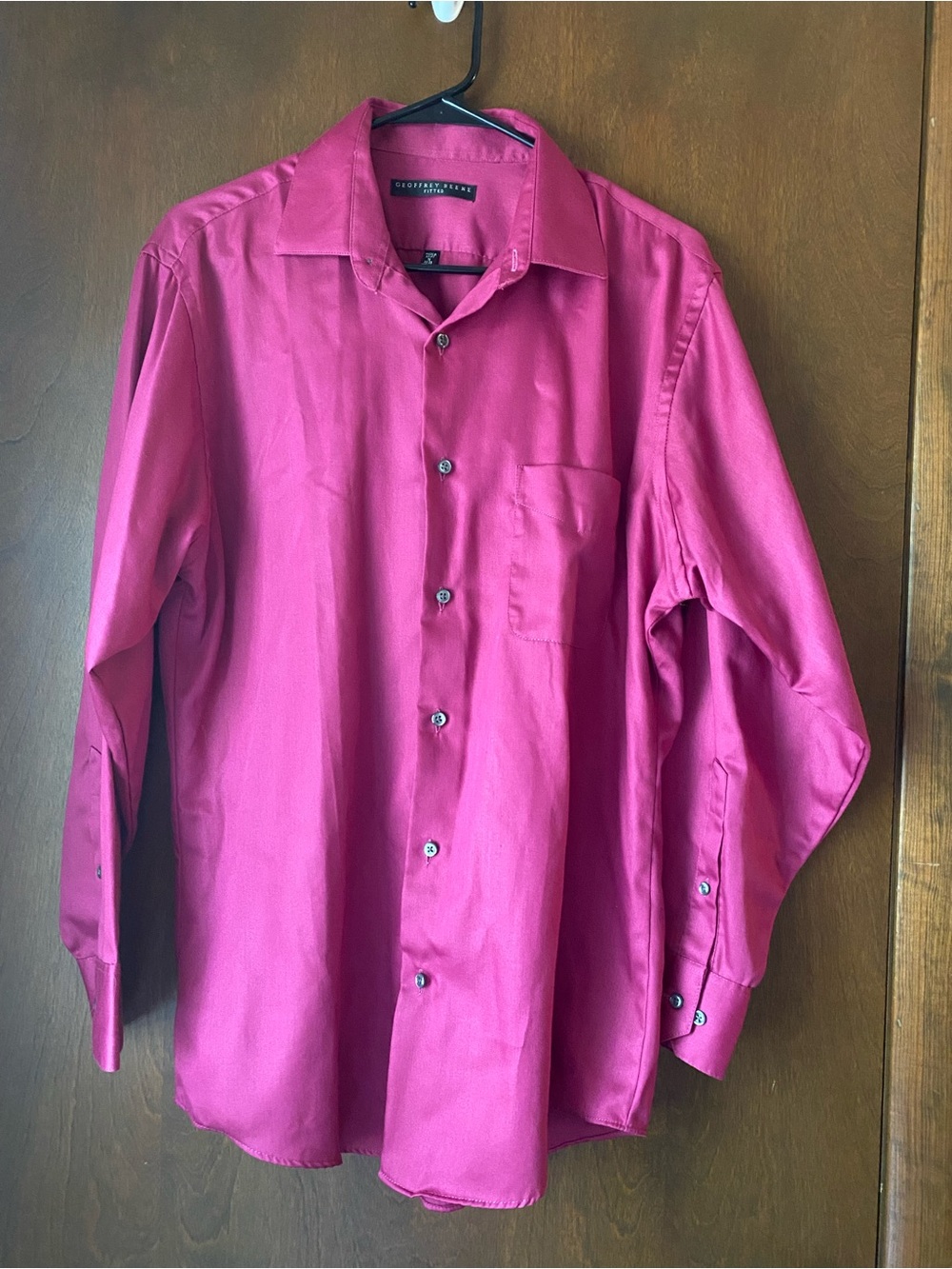 Geoffrey Beene Men's Bright Fuchsia Long-Sleeve Dress Shirt